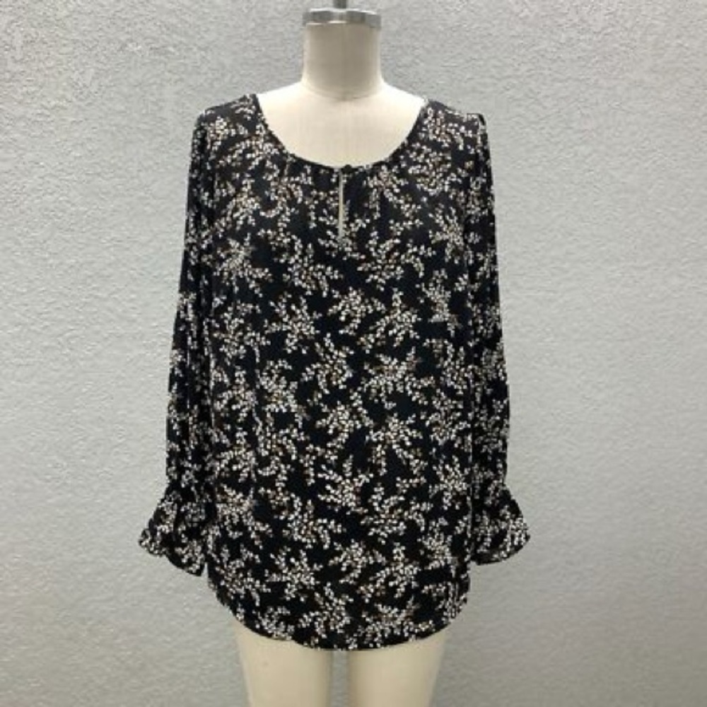 Talbots Black, White and Brown Floral Blouse - Picture 11 of 11